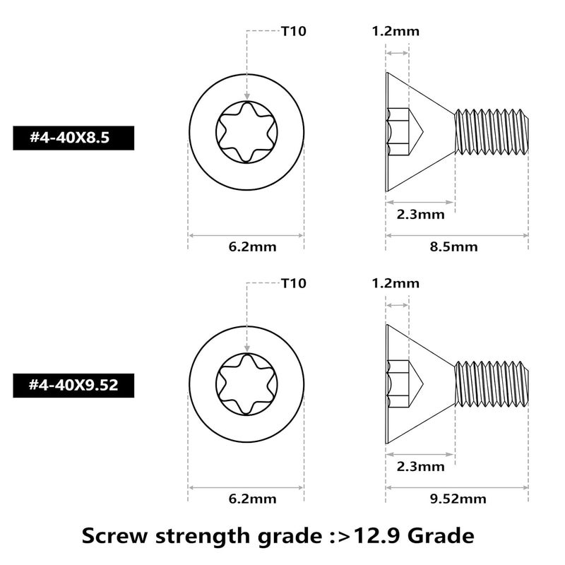 ohhunt Screws Set 30Pcs for Red Dot Sight Optics and Mount Includes #4-40 in 6.35mm/7.5mm/8.5mm/9.52mm/11.11mm Length 5 Sets of Screws 6 in Each Set - Image 5